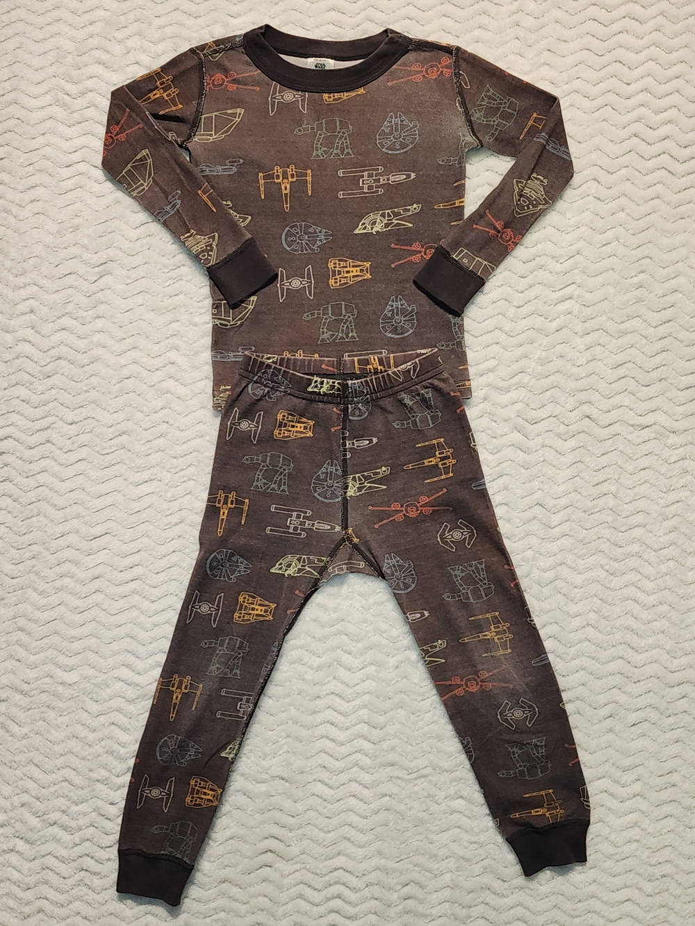 Kids Brown Starship Print One-Piece Pajamas